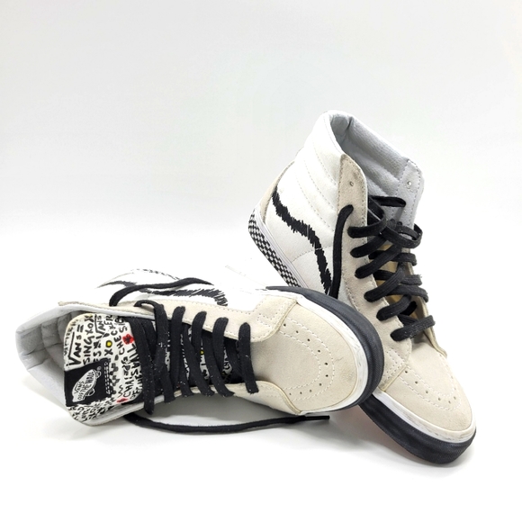 Vans. Unisex SK8-Hi Reissue DIY Black/ True White Skate Shoe - Picture 5 of 12
